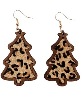 CHRISTMAS TREE WOODEN EARRINGS